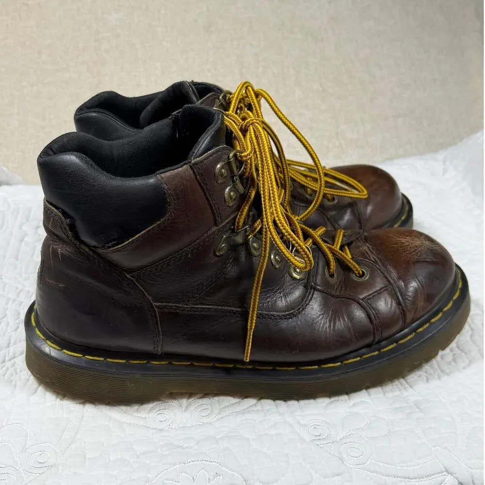 Dr Martens MeN 11 Brown 9728 Bark Brizzly Leather Hiking Boots Chunky Lace Up